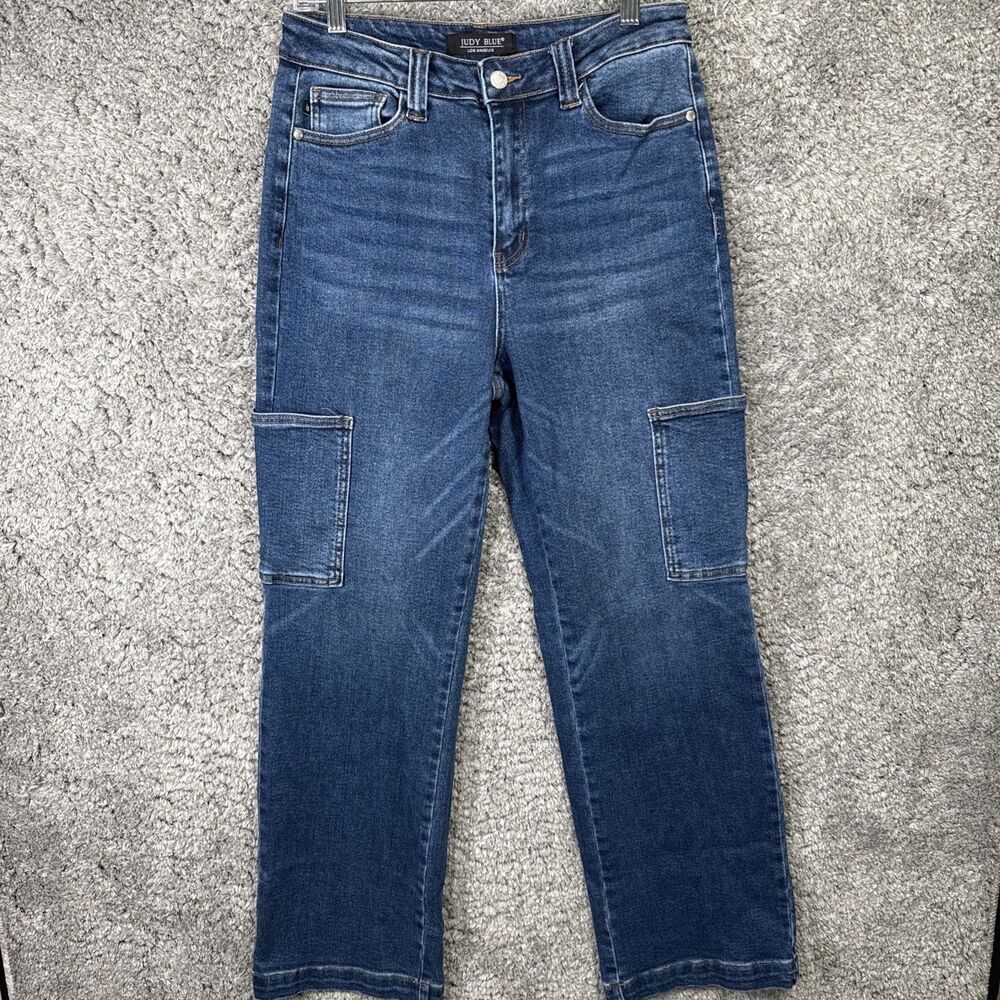 Judy Blue Cargo Jeans Straight Leg Size 9/29 Stretch High Rise